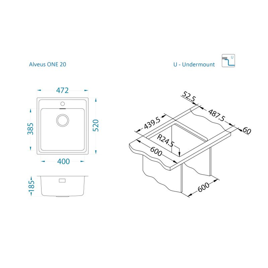 Sudoper Alveus ONE 20 BRS F/S/U grt 1152917