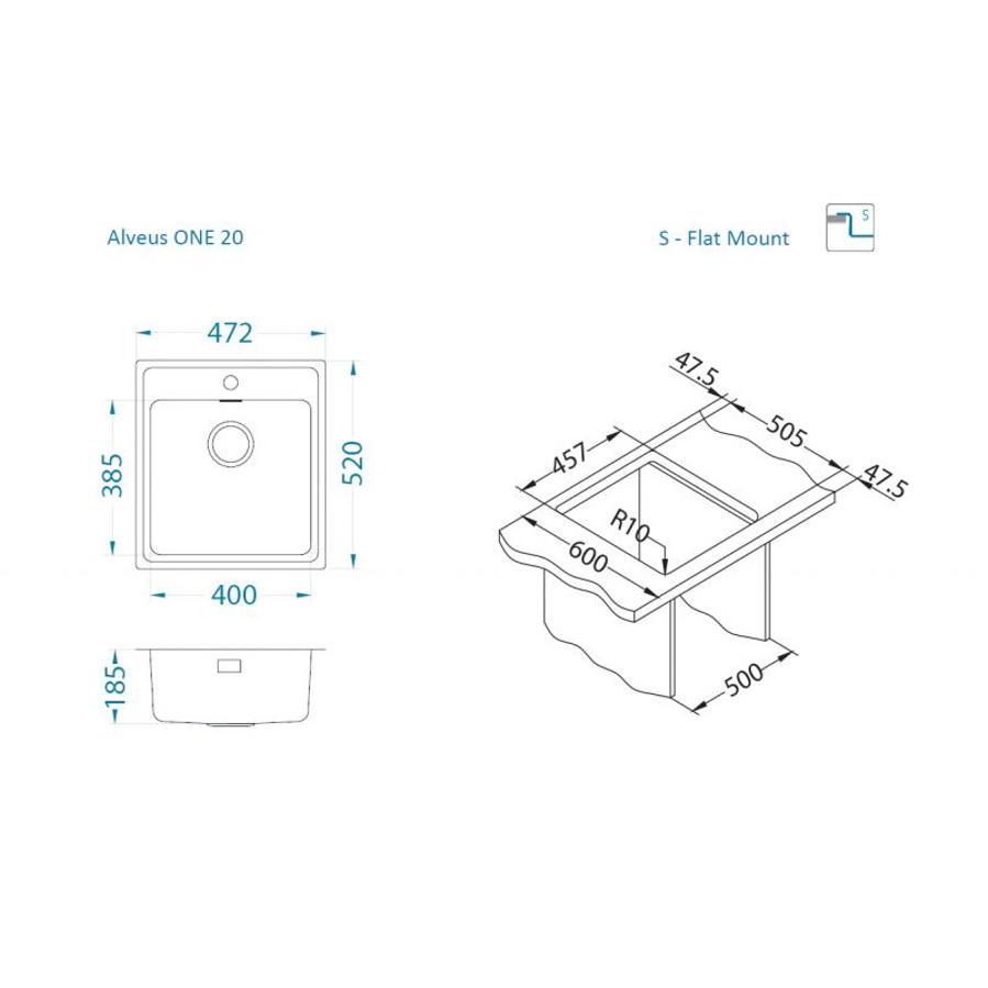 Sudoper Alveus ONE 20 BRS F/S/U grt 1152917
