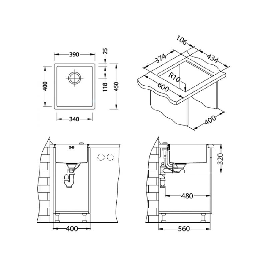 Sudoper Alveus QUADRIX 20 F/S/U grt gold 1103316