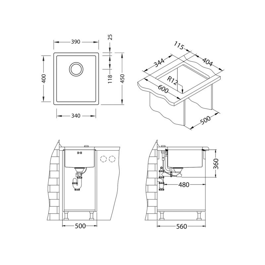 Sudoper Alveus QUADRIX 20 F/S/U grt gold 1103316