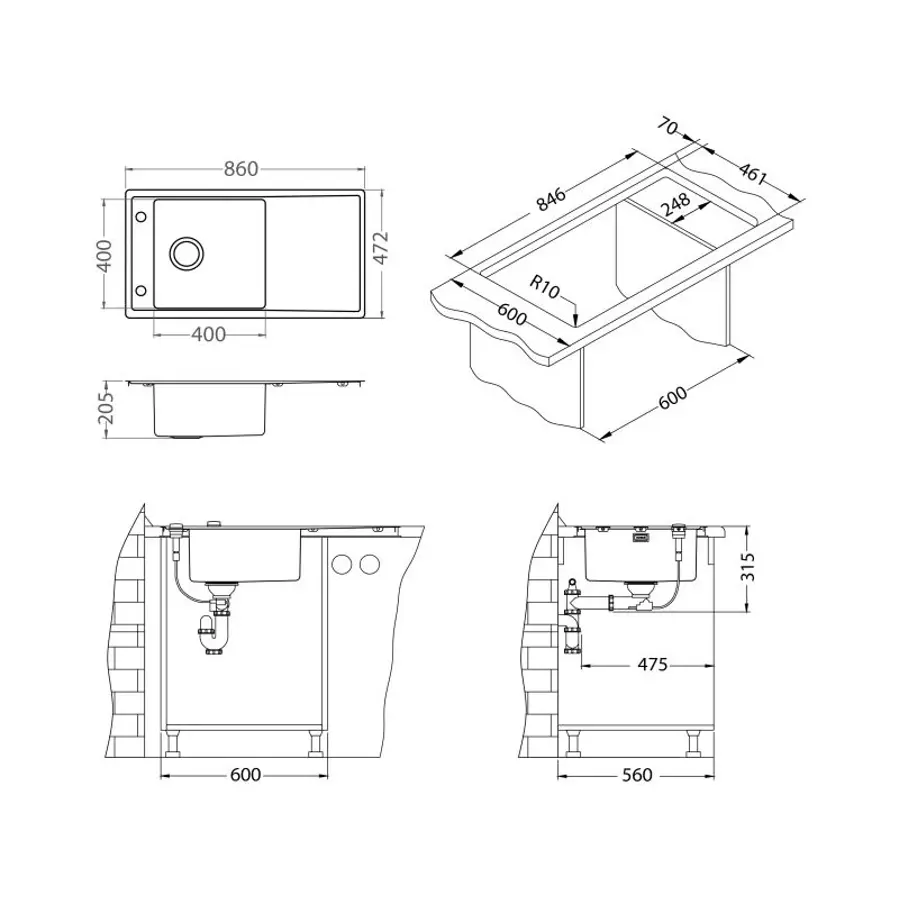 Sudoper Alveus STRICTO 20 F/S grt KMB 1124364