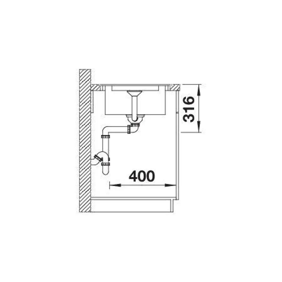 Sudoper Blanco Adira 45S-F crni InFino s dalj. pri. 527593
