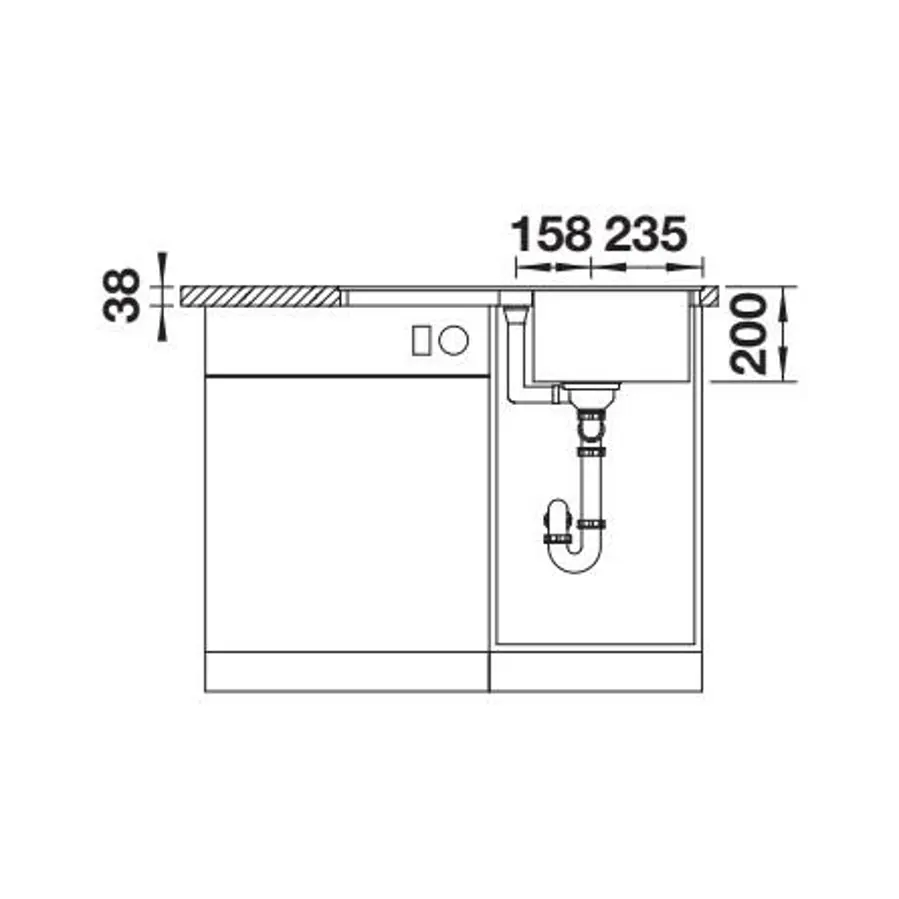 Sudoper Blanco Adira 45S-F crni InFino s dalj. pri. 527593
