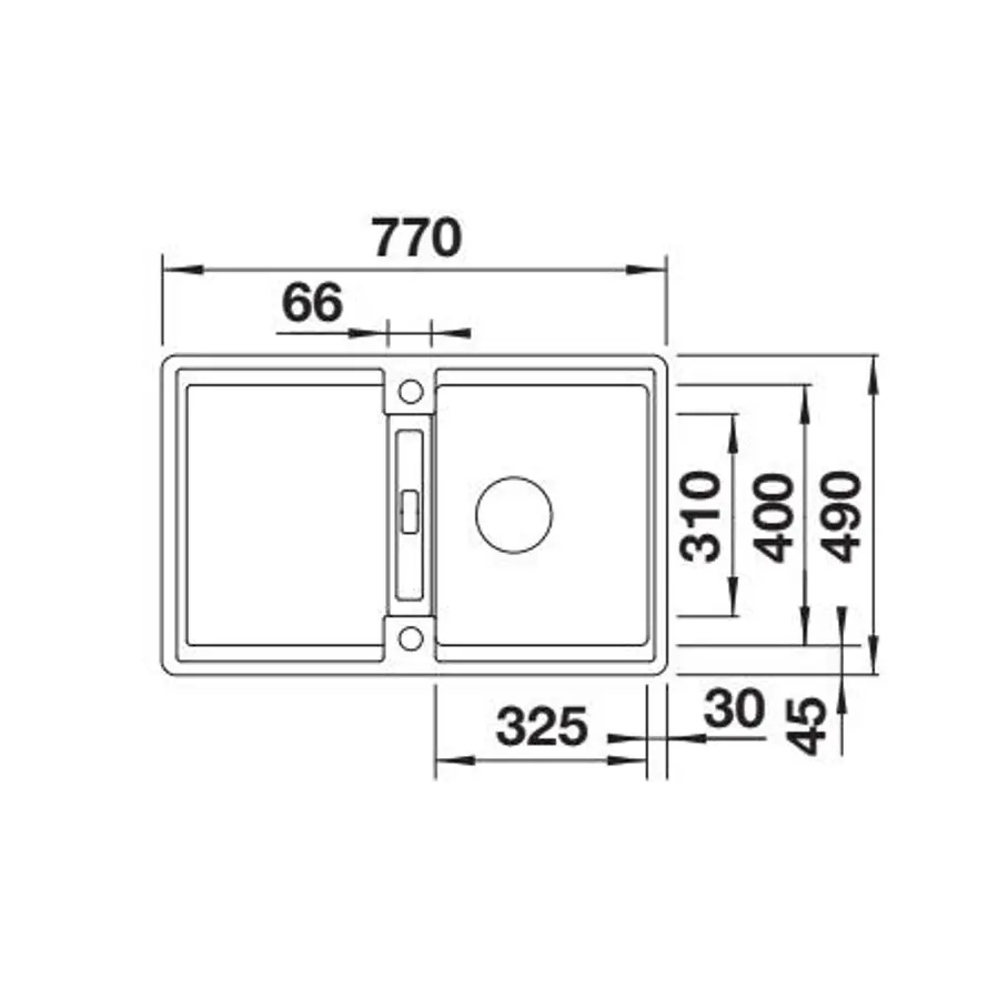 Sudoper Blanco Adira 45S-F crni InFino s dalj. pri. 527593