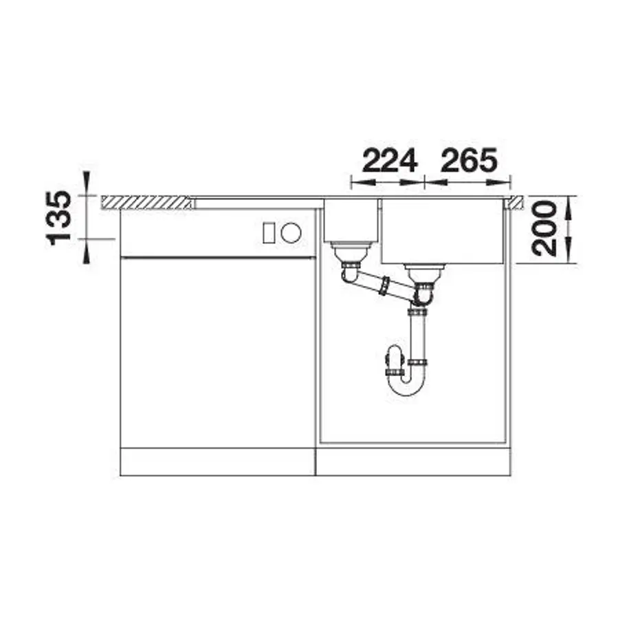 Sudoper Blanco Adira 6S-F crni InFino s dalj. pri. 527609