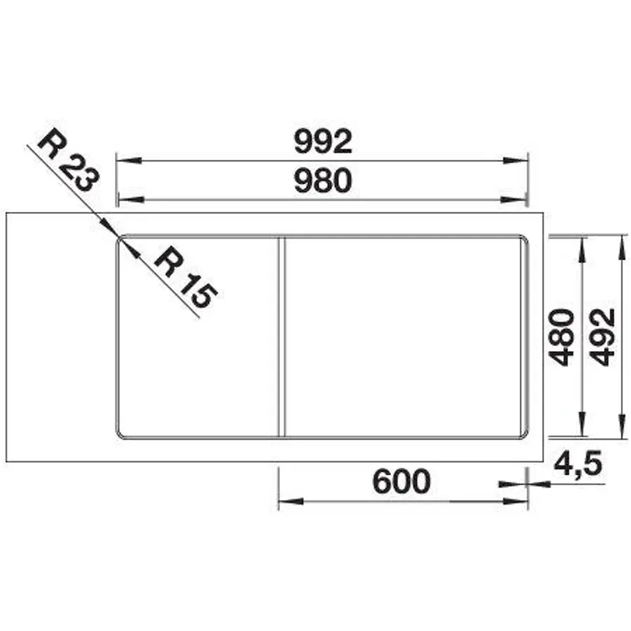 Sudoper Blanco Adira 6S-F crni InFino s dalj. pri. 527609