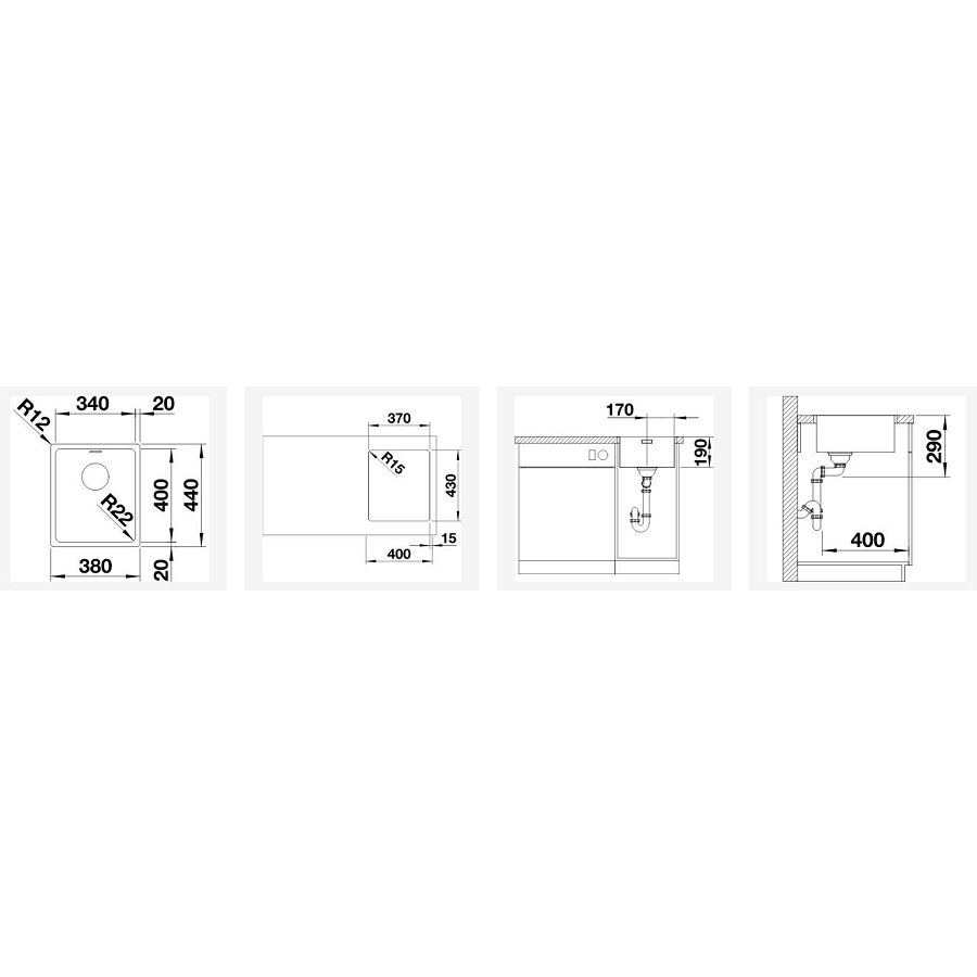 Sudoper Blanco Andano 340-IF bez dalj. InFino 522953