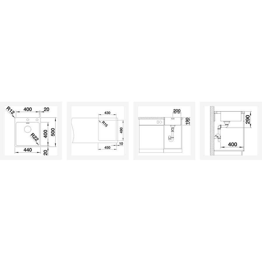 Sudoper Blanco Andano 400IF/A InFino 18/10 s dalj. pusch control 525244