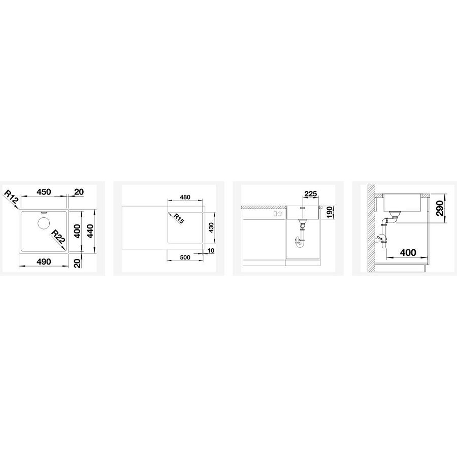 Sudoper Blanco Andano 450-IF InFino bez dalj.