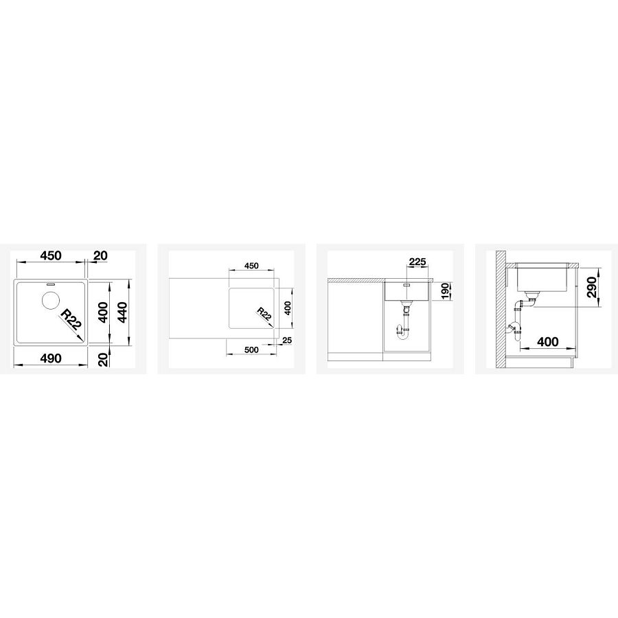 Sudoper Blanco Andano 450-U bez dalj.522963