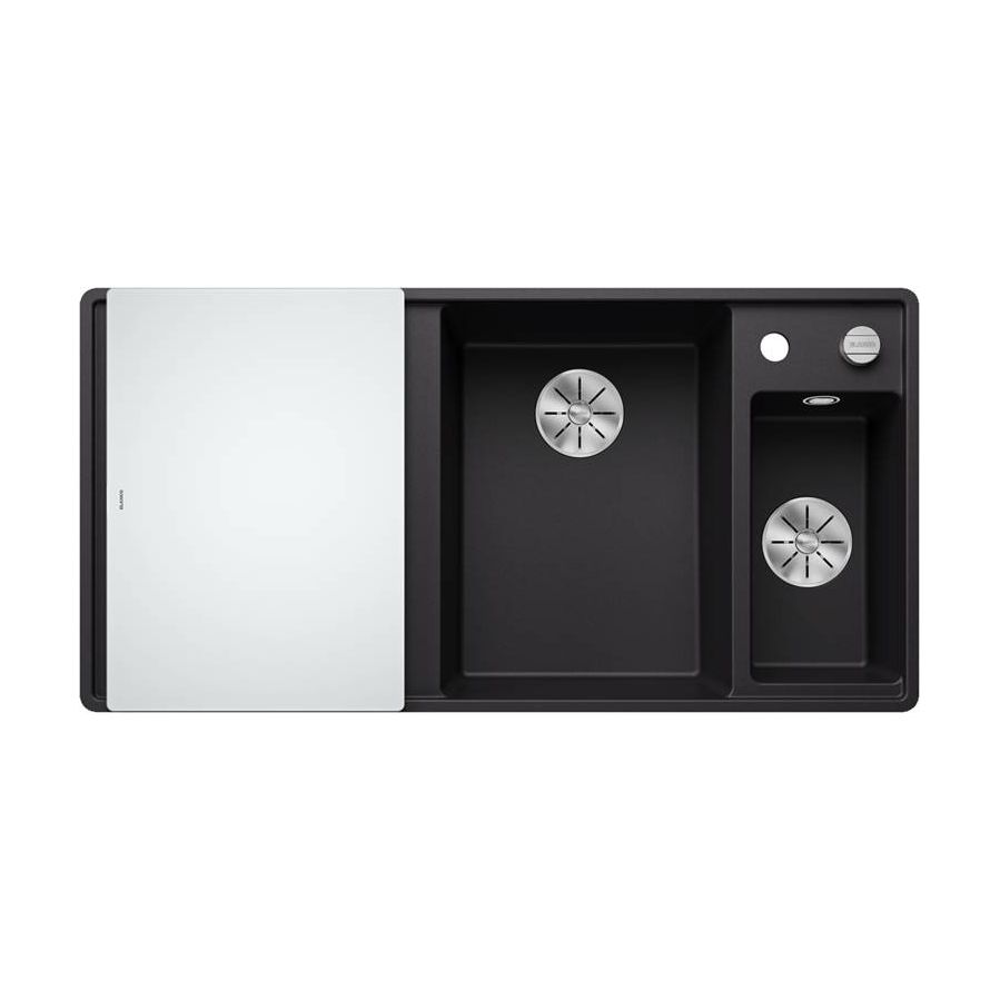 Sudoper Blanco Axia III 6S-F crna, daska staklo, bazen desno s dalj. 525855