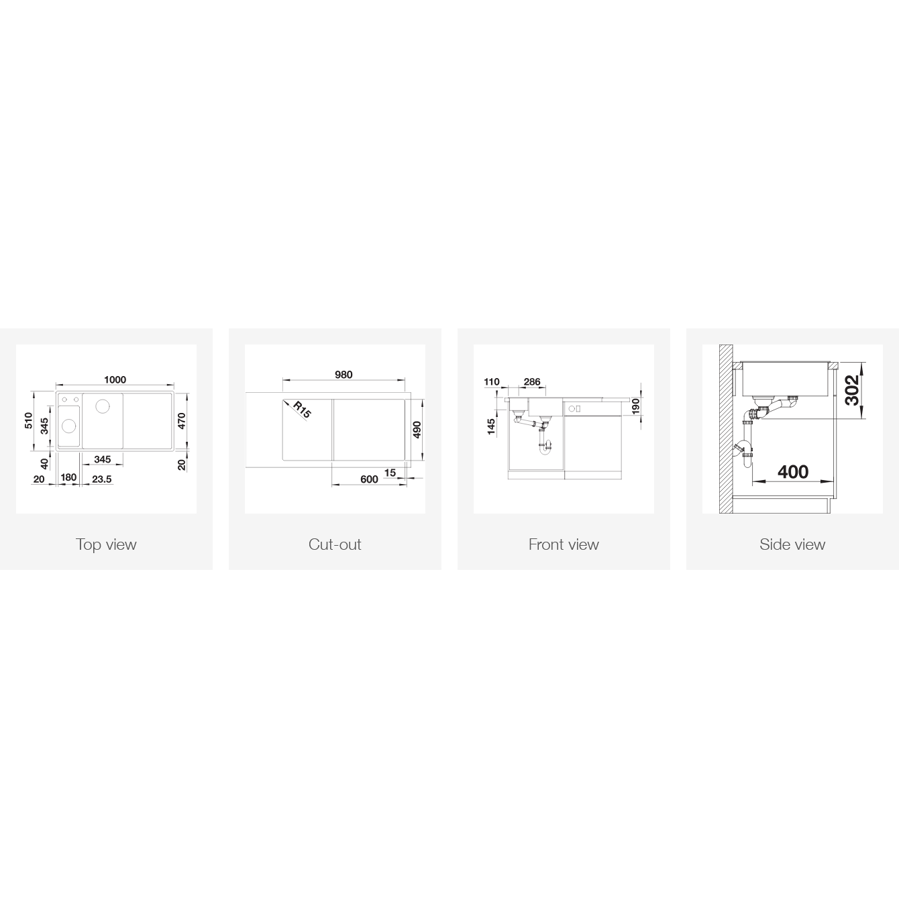Sudoper Blanco Axia III 6S lijevi In-Fino daska drvo + pribor 525849