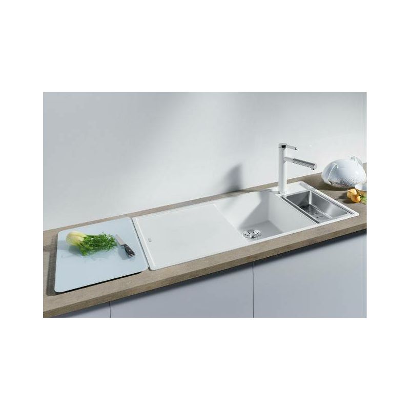 Sudoper Blanco Axia III 6S Silgranit, daska staklo, s dalj.