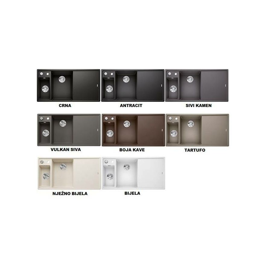 Sudoper Blanco Axia III 6S Silgranit, daska staklo, s dalj.