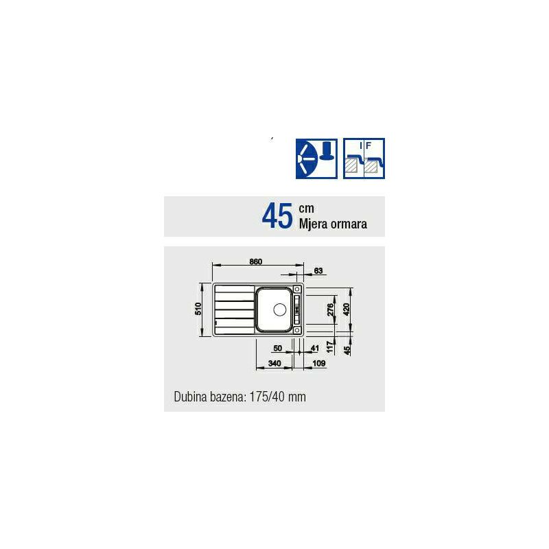 Sudoper Blanco Axis III 45S-IF 18/10 + pribor 522102