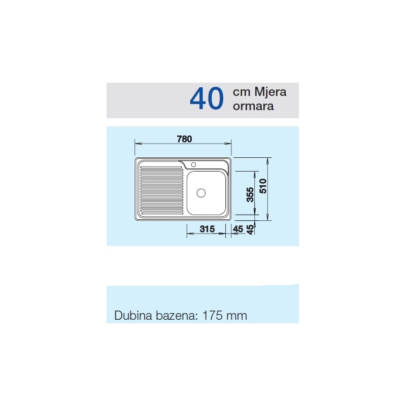 Sudoper BLANCO CLASSIC 40S svilen sjaj