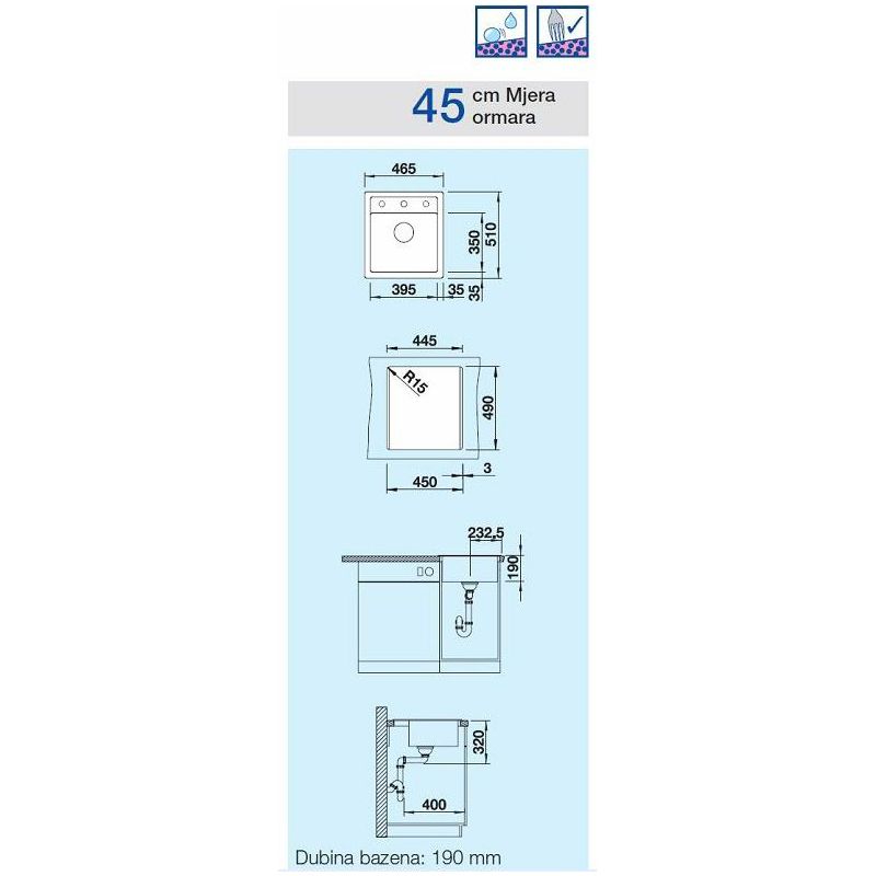 Sudoper BLANCO DALAGO 45 Silgranit