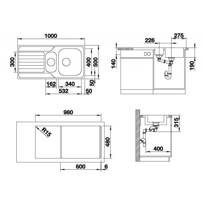 Sudoper Blanco Dinas 6S INOX 18/10, bez dalj. 523375