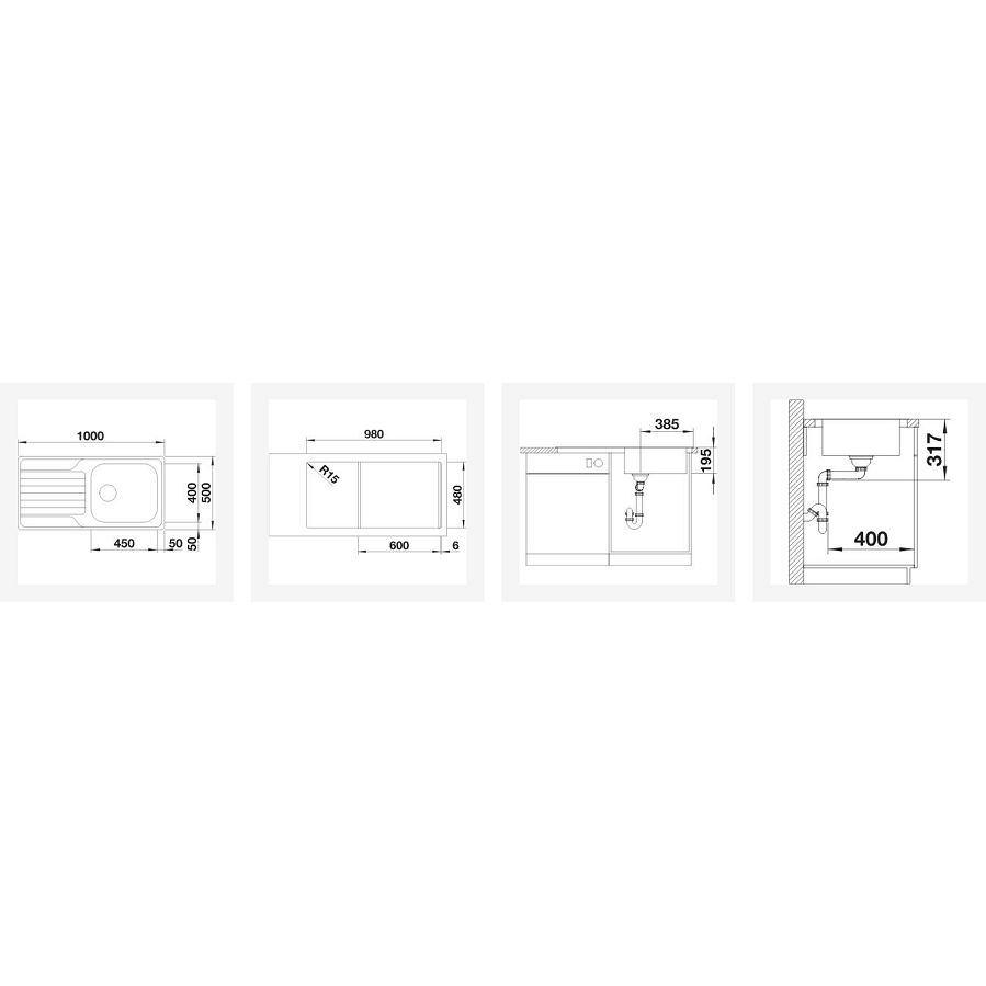 Sudoper Blanco Dinas XL6S 18/10 bez dalj. 524254