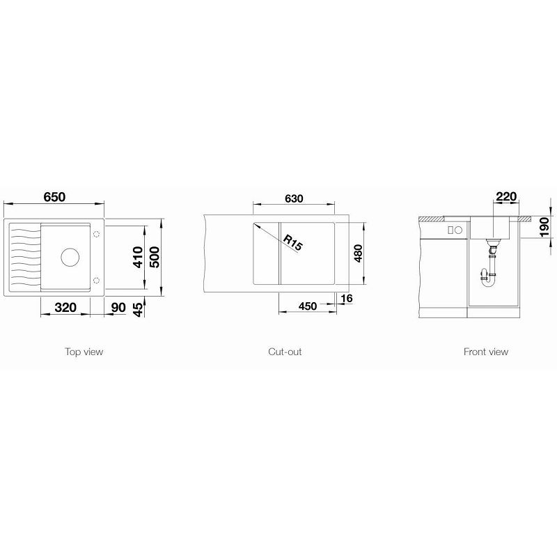 Sudoper Blanco Elon 45S Silgranit InFino bez dalj.