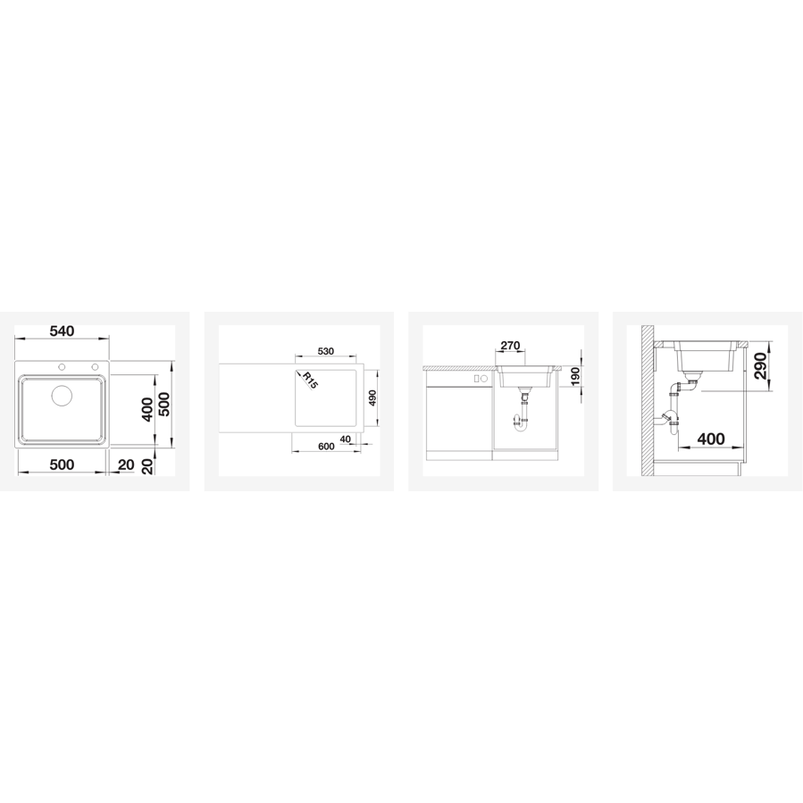 Sudoper Blanco Etagon 500-IF/A inox 18/10 InFino s dalj. + pribor 521748