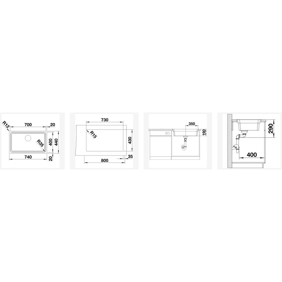 Sudoper Blanco Etagon 700-IF InFino pribor, bez dalj. 524272