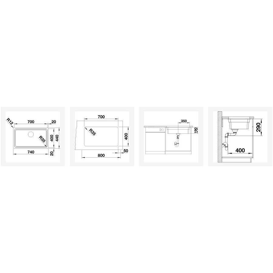 Sudoper Blanco Etagon 700-U InFino 18/10 sa priborom bez dalj.524270