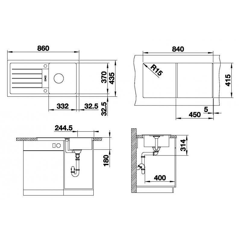 Sudoper Blanco Favum 45S Silgranit, bez dalj.