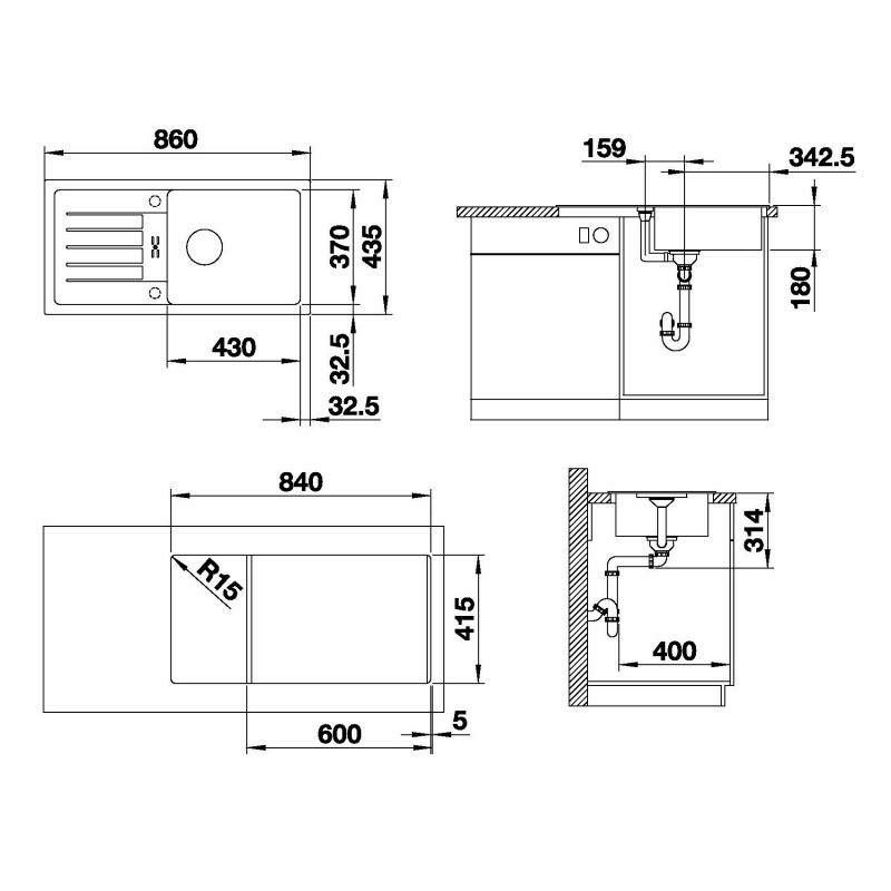 Sudoper Blanco Favum XL6S Silgranit, bez dalj.