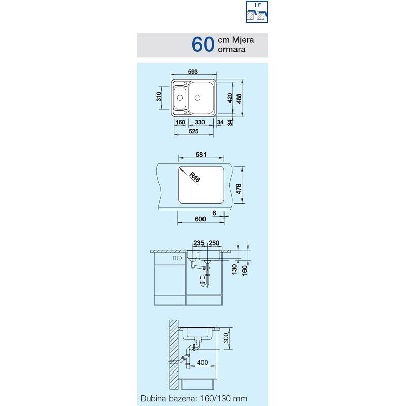 Sudoper BLANCO LANTOS 6-IF - dorada četkom - pribor