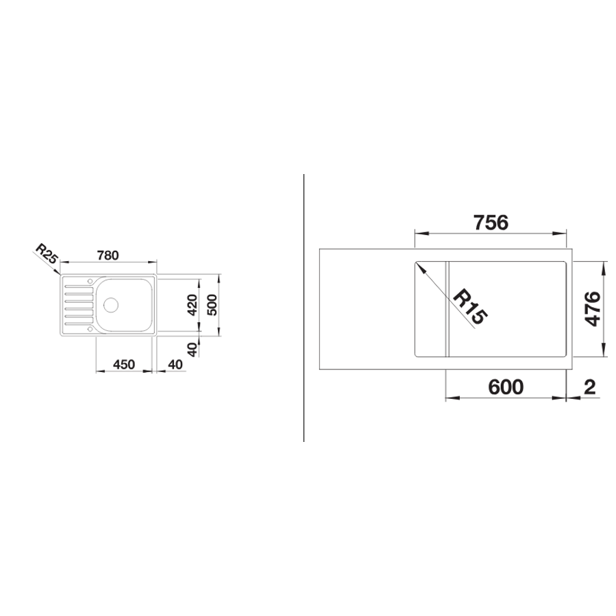 Sudoper Blanco Lantos XL6S-IF compact 18/10 s dalj. 523140