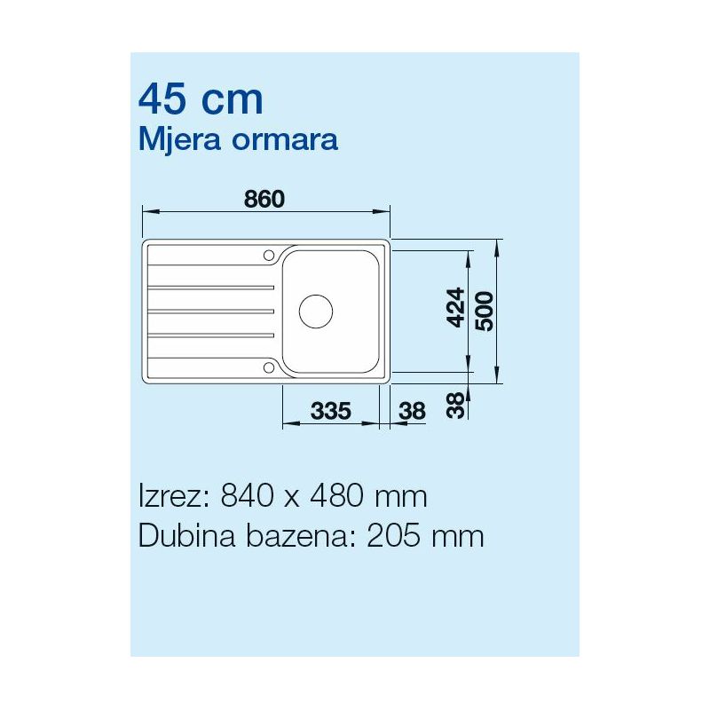 Sudoper Blanco Lemis 45S-IF sa dalj. 523031