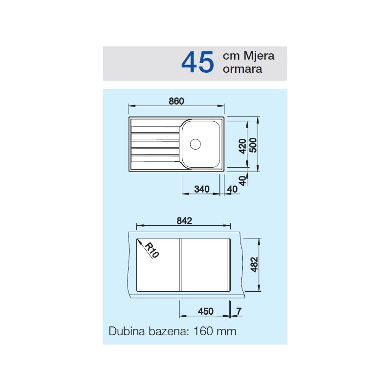 Sudoper BLANCO LIVIT 45S Salto dorada četkom