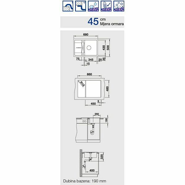 Sudoper BLANCO METRA 45S Compact Silgranit + daljinski