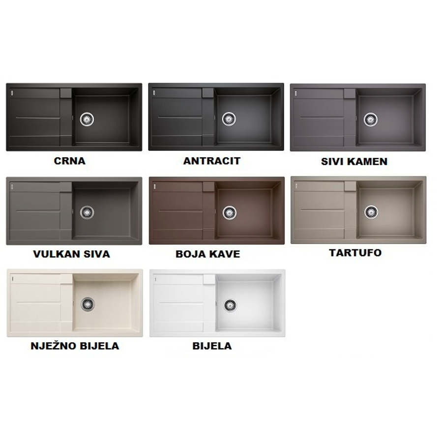 Sudoper Blanco Metra XL 6S crni bez dalj. 525930