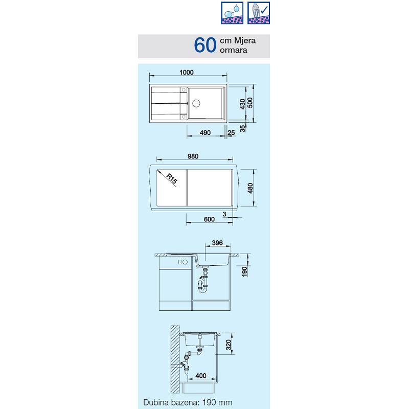 Sudoper BLANCO METRA XL 6S Silgranit + daljinski