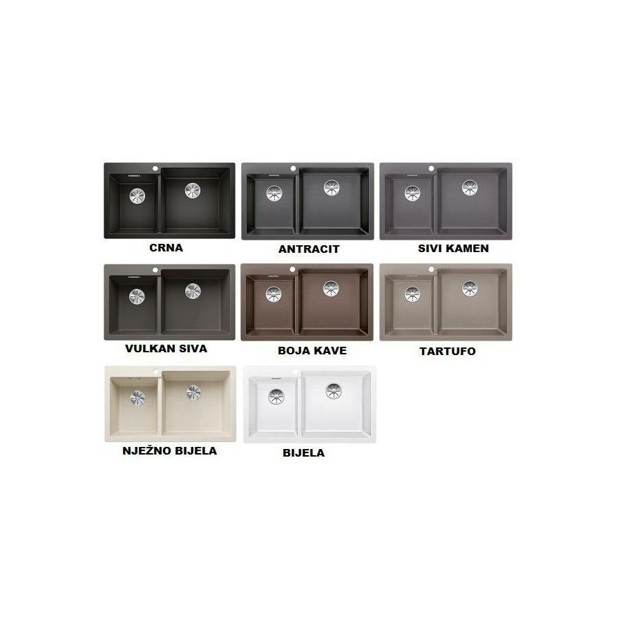 Sudoper Blanco Pleon 9 crni bazen lijevo InFino bez dalj. 527636