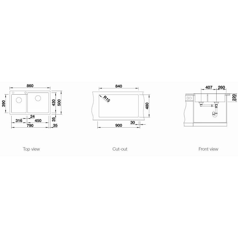 Sudoper Blanco Pleon 9 silgranit bez dalj.
