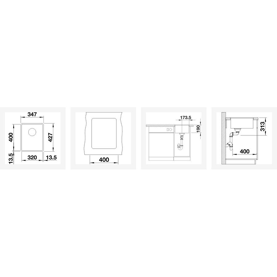Sudoper Blanco Subline 320-F crni InFino bez dalj. 525982
