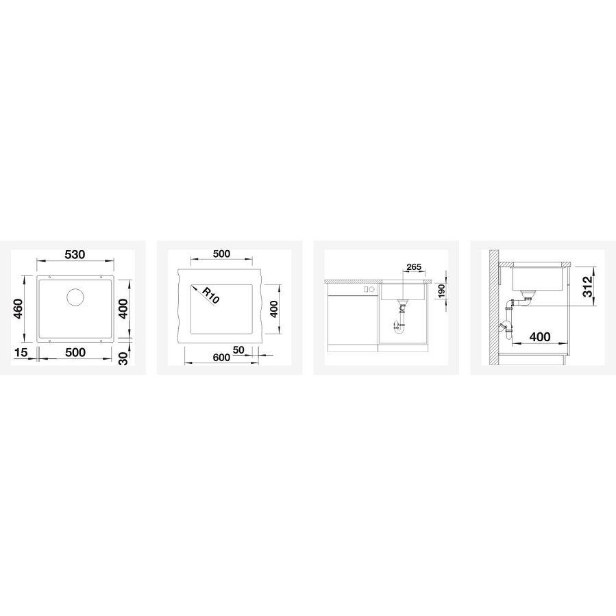 Sudoper Blanco Subline 500-U antracit bez InFino seta 527797