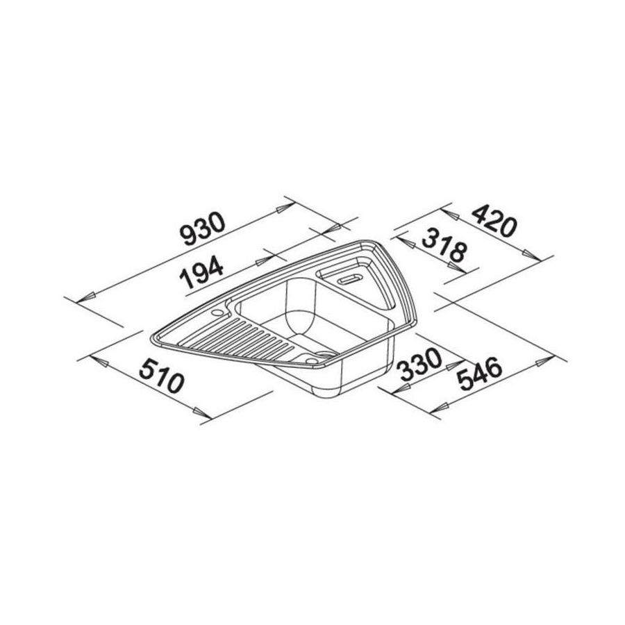 Sudoper Blanco Tipo 9E Inox 18/10 s dalj. 526338