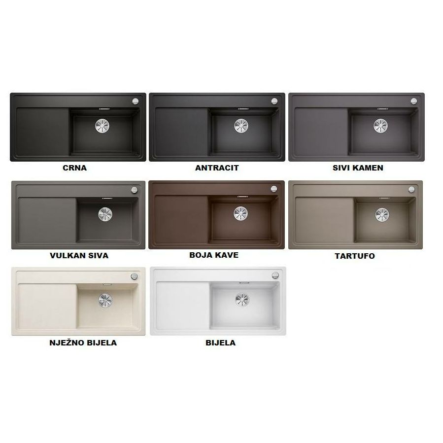 Sudoper Blanco Zenar XL 6S crni InFino bazen desno s dalj. 526062