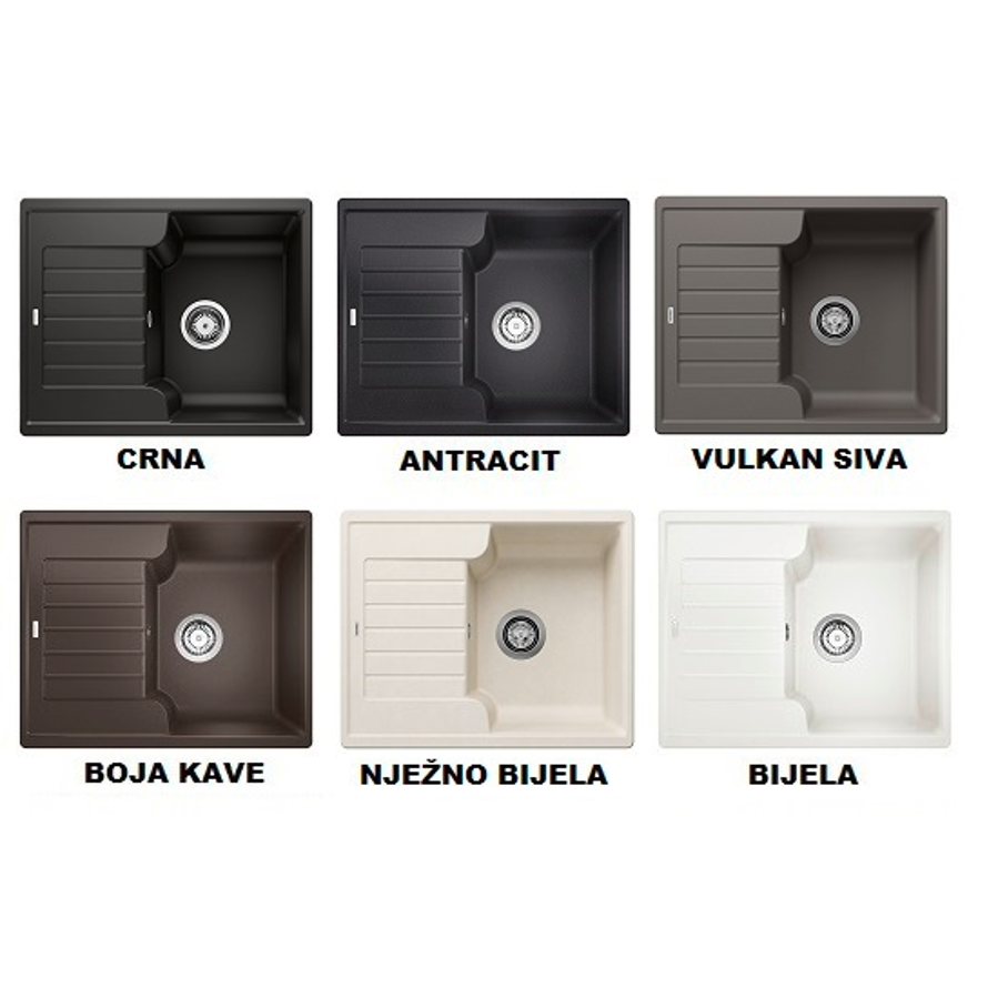 Sudoper Blanco Zia 40S crni bez dalj. 526006
