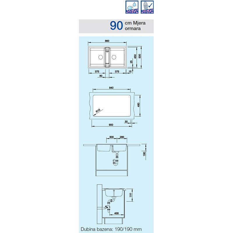 Sudoper BLANCO ZIA 9 Silgranit