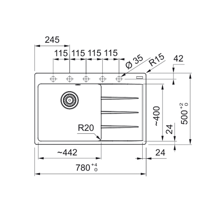 Sudoper Franke Centro 2.0 CNG 611-78 A Black Collection desni