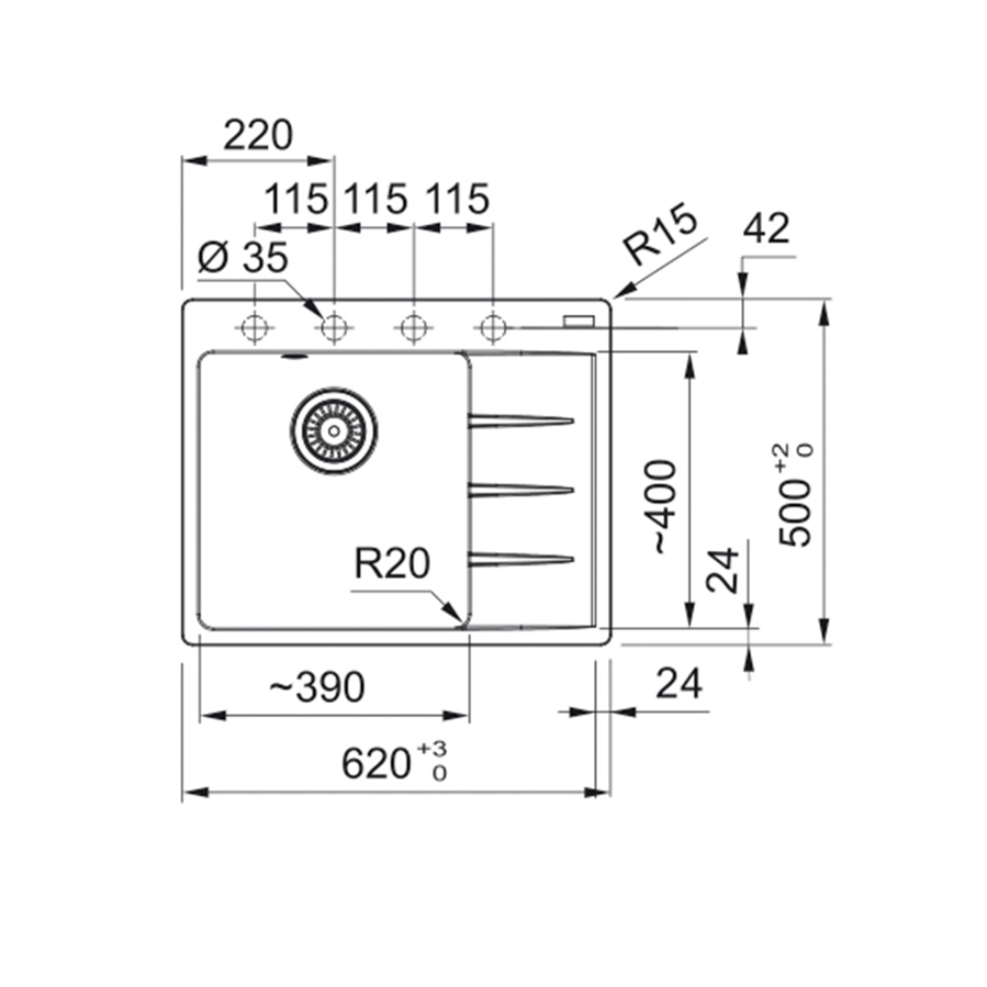 Sudoper Franke Centro 2.0 CNG 611-78 A Glečer Bijela desno ocj. 114.0685.107
