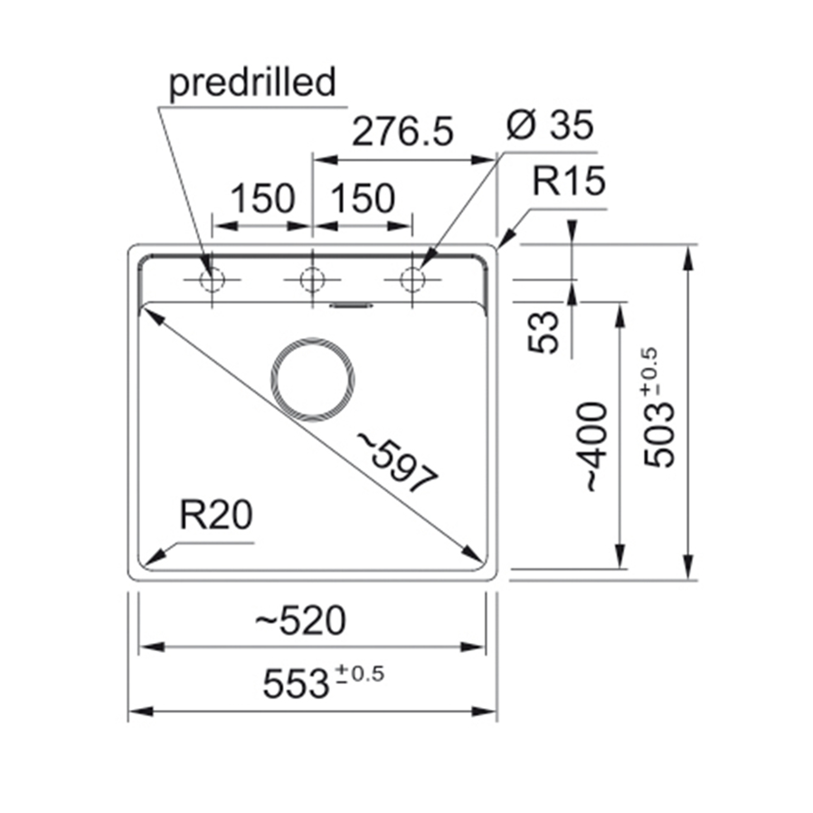Sudoper Franke Maris 2.0 MRG 110-52 TL A Black Collection 125.0683.240