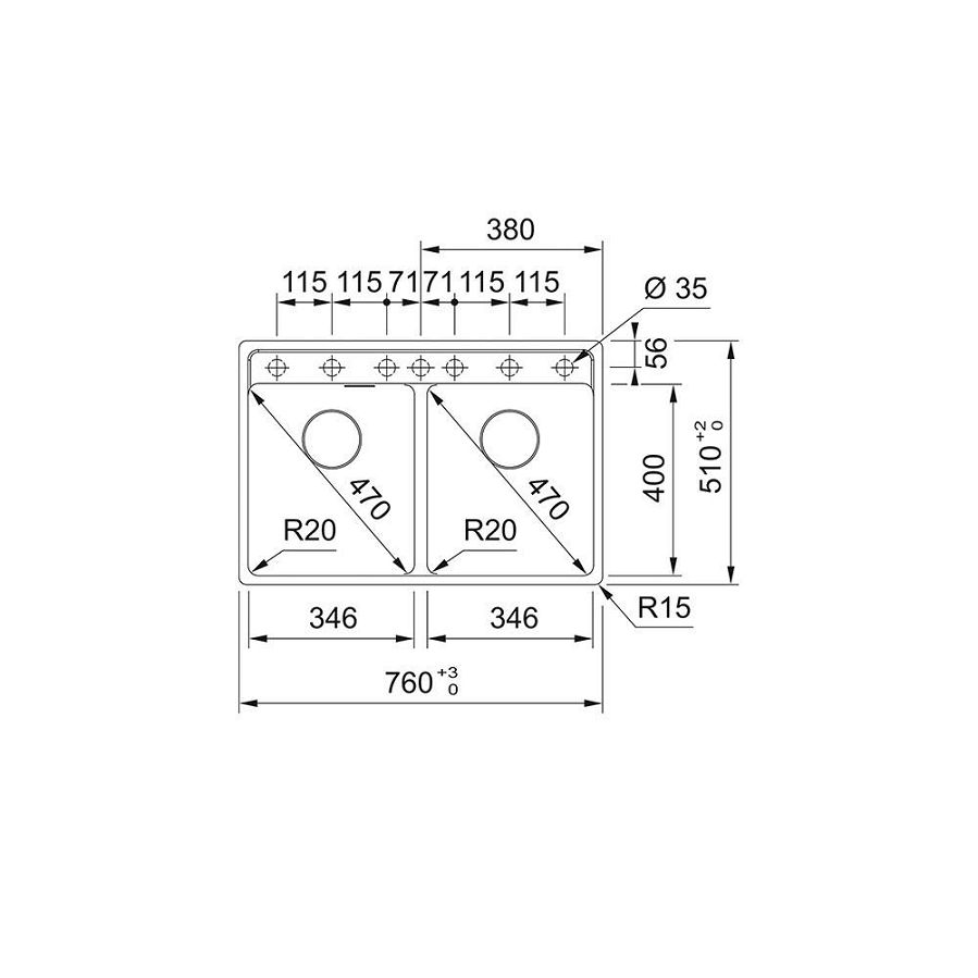 Sudoper Franke Maris 2.0 MRG 620-35-35 TL Black Collection 114.0661.674