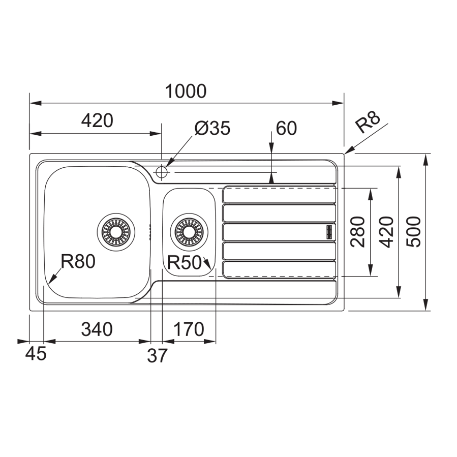 Sudoper Franke Spark SKX 651 inox desno ocjeđ. 101.0716.614