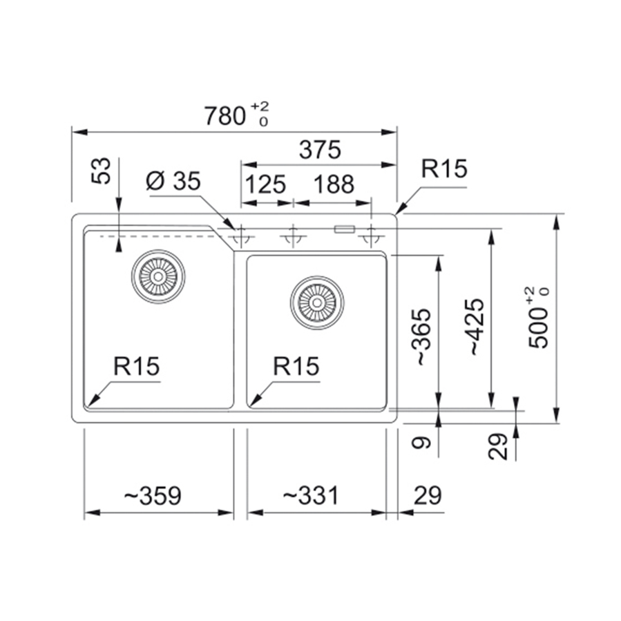 Sudoper Franke Urban 2.0 UBG 620-36-33 Crna 114.0686.764